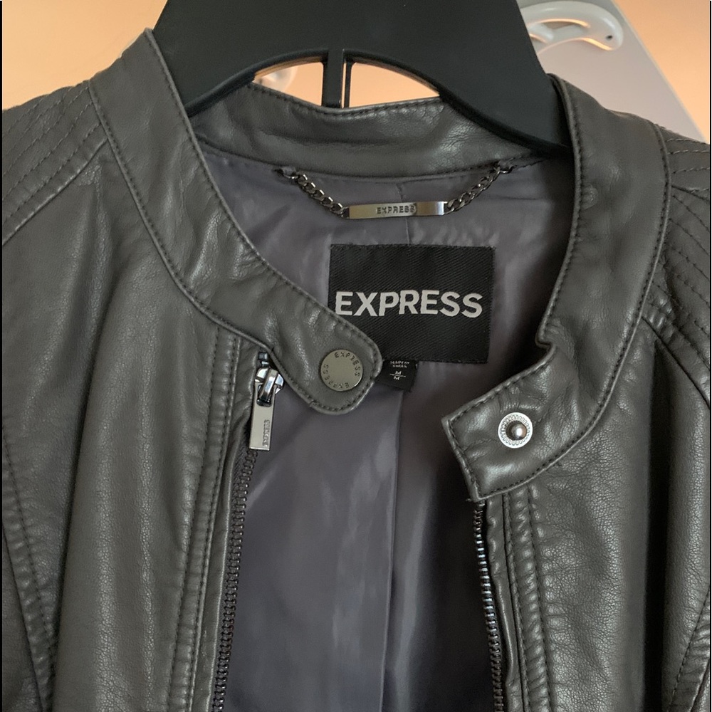 Express Gray Leather Jacket